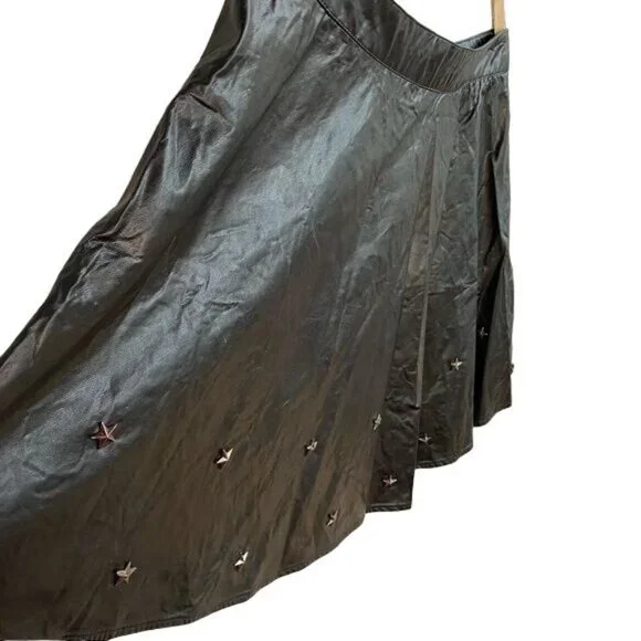 Sans Souci Star Studded Black Metal Vegan Leather Skirt Size L - Picture 9 of 12